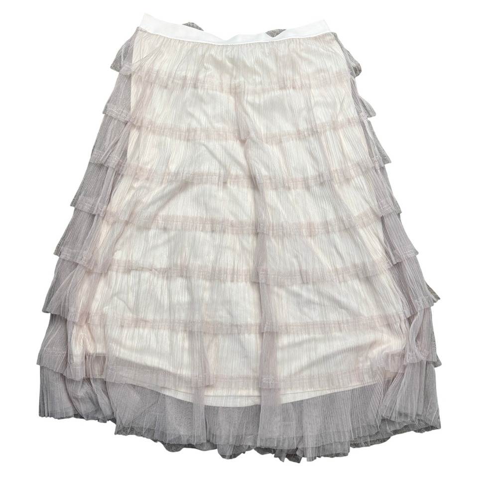 Simply Vera Vera Wang Womens XL Tiered Tulle Ruffle Midi Skirt Cream